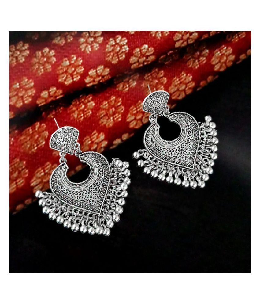 JewelMaze Oxidised Dangler Jhumki Earrings Buy JewelMaze Oxidised