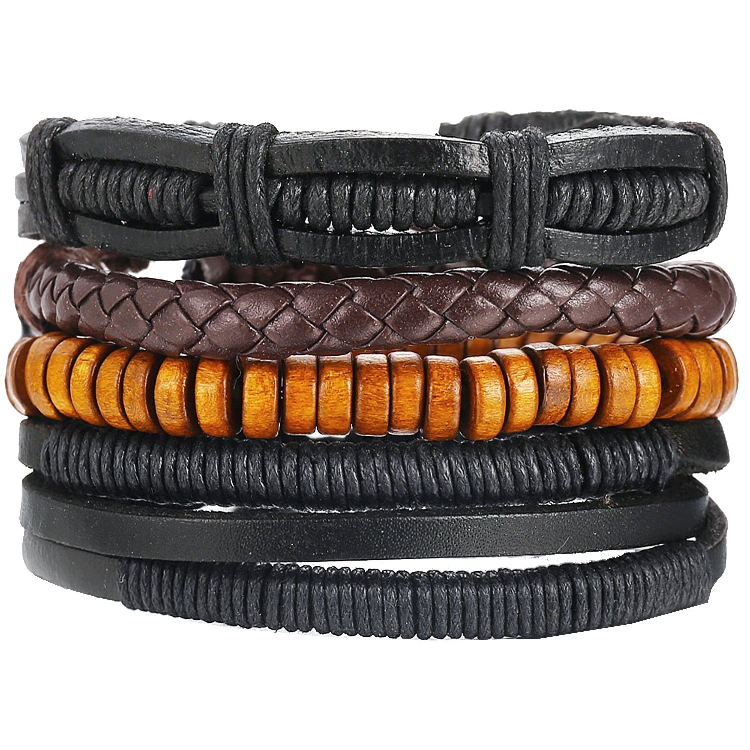 ZIVOM Black Faux Leather Bracelets