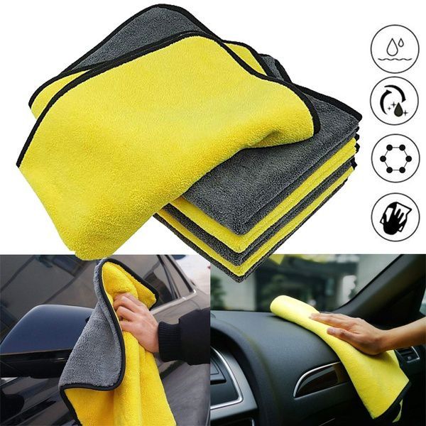 Microfiber Cloth for Car Cleaning and detailing | Dual Sided, Extra Thick Plush Microfiber Towel Lint-free, 600 GSM, 40cm x 40cm (Pack of 1)-Assorted Color
