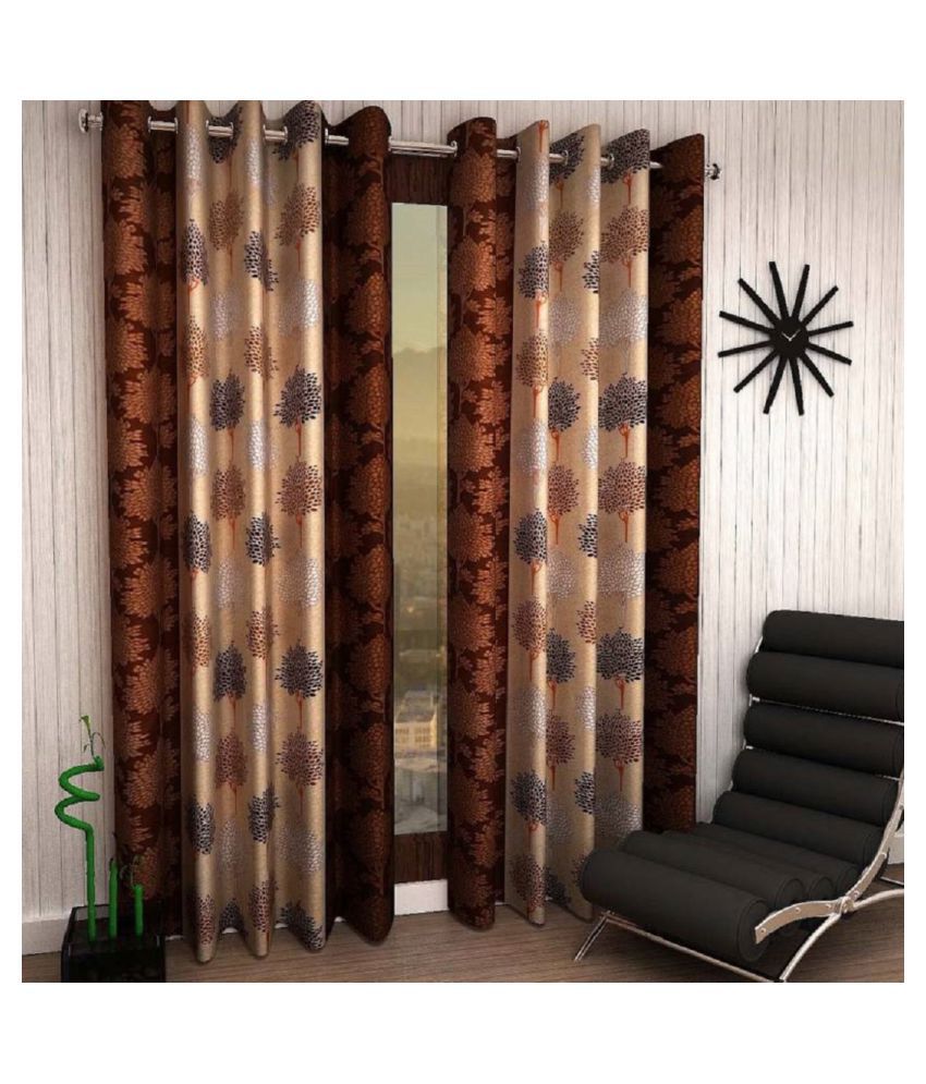     			Tanishka Fabs Semi-Transparent Curtain 5 ft ( Pack of 2 ) - Brown