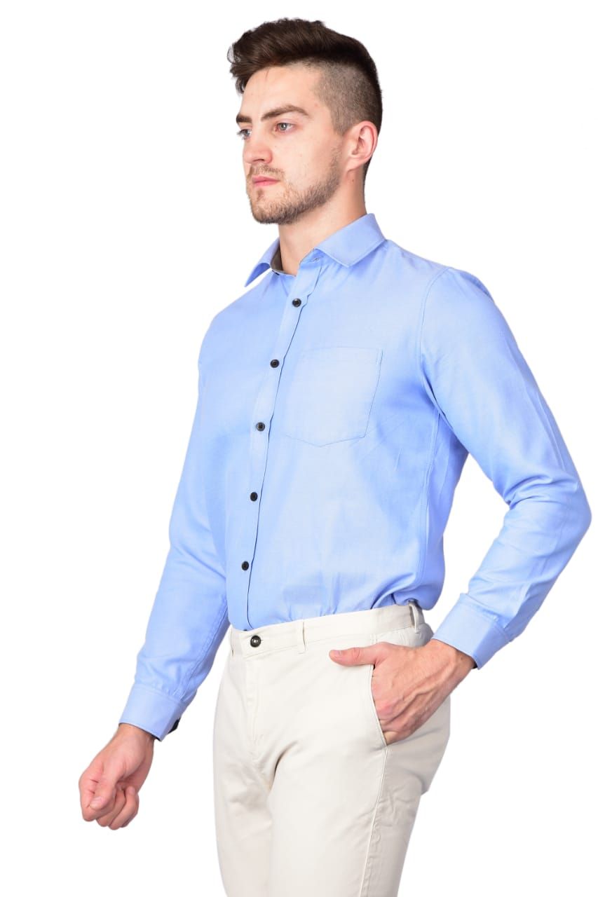 7TH STITCH 100 Percent Cotton Blue Solids Shirt - Buy 7TH STITCH 100 ...