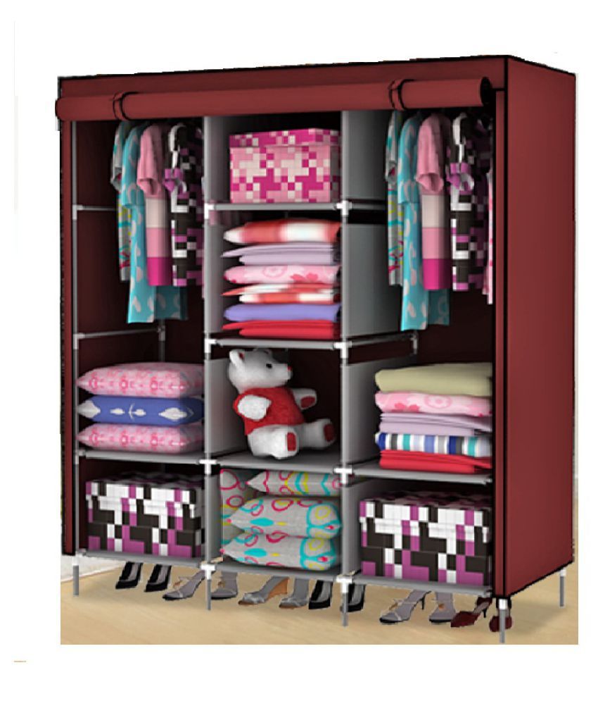 RBSHOPPY 8 shelfs Multipurpose Collapsible and portable triple door ...