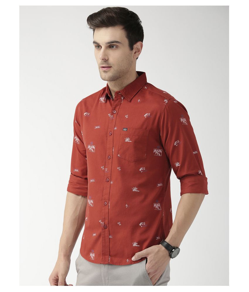 The Indian Garage Co. 100 Percent Cotton Red Prints Shirt - Buy The ...