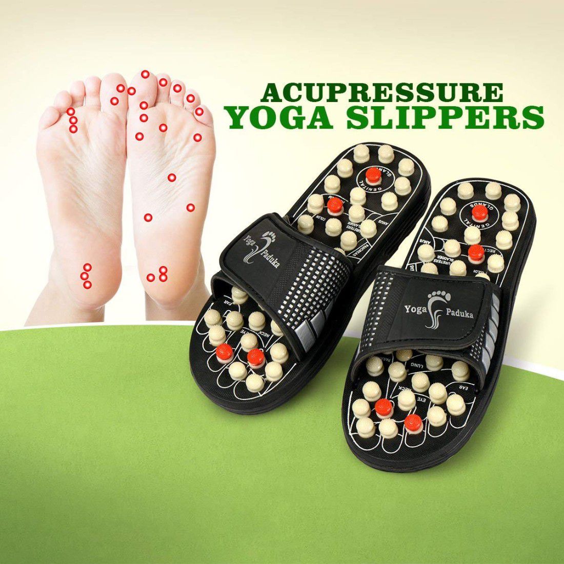     			ZURU BUNCH Yoga Paduka Acupressure Foot Massager Slipper Rotating Acupressure for Men & Women- 8UK