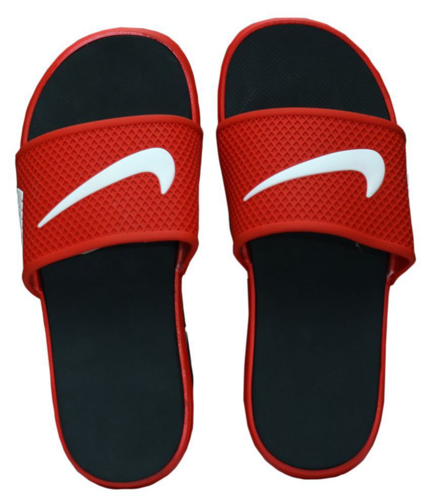 red nike flip flops