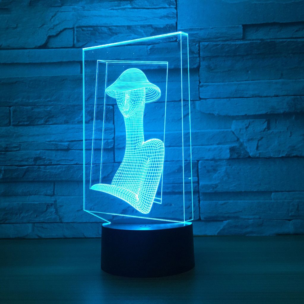 Remote Control ABS Acrylic Black 3D LED Lamp Night Light Base With USB Cable