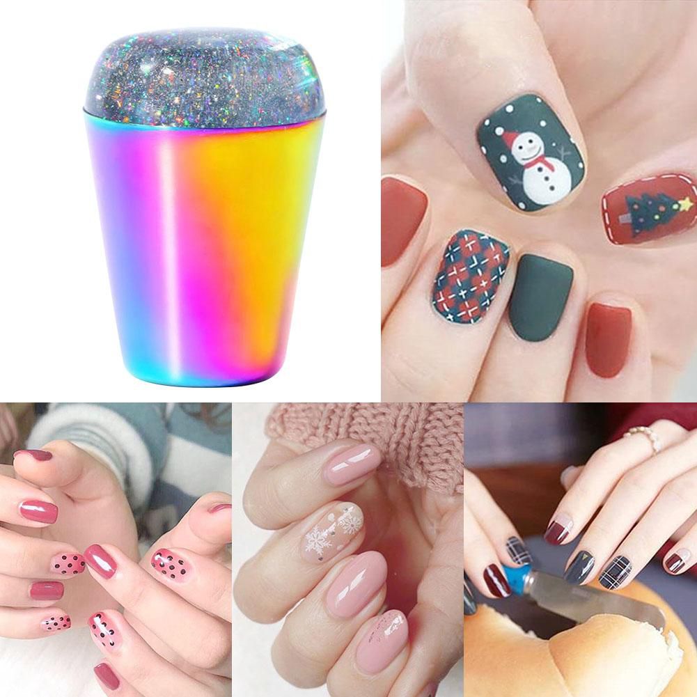 Colorful Handle Silicone Nail Stamper Holographic Head Nail Stamping Plate:  Buy Online at Best Price in India - Snapdeal