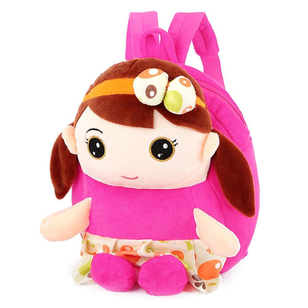 Cute Girls 3D Doll Backpack Plush Cartoon Kindergarten School Bags ...