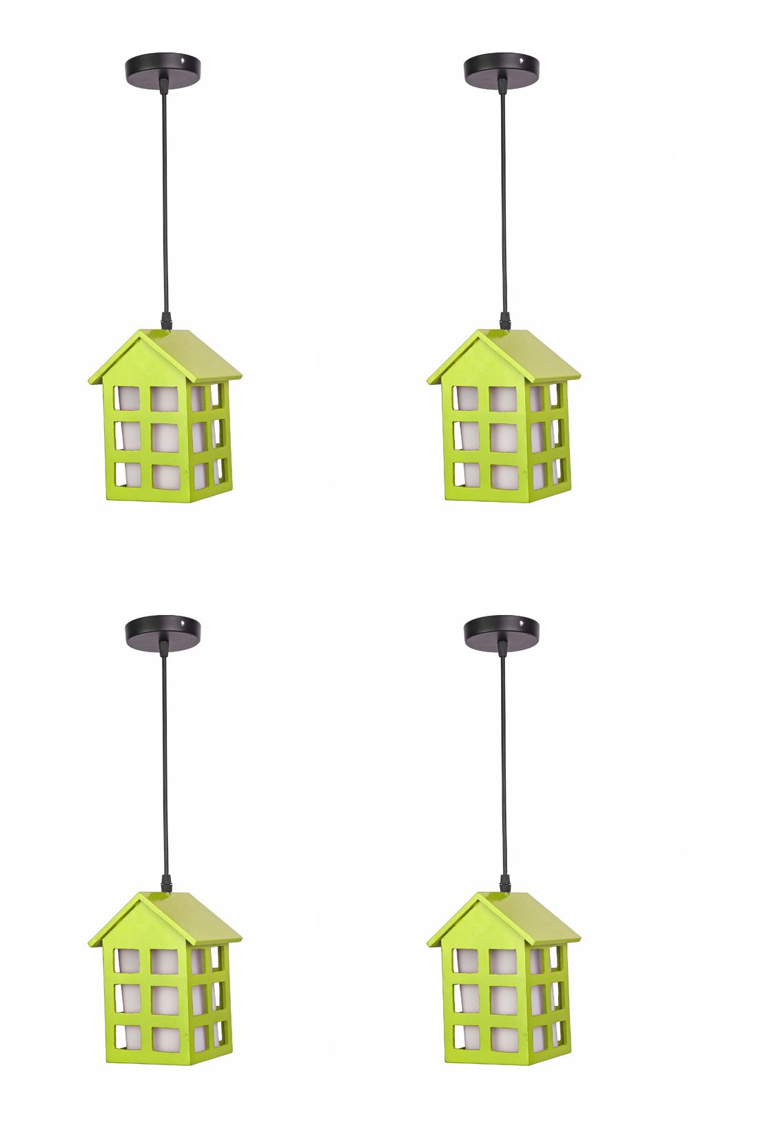     			Somil Wood Hanging Lamp Pendant Green - Pack of 4