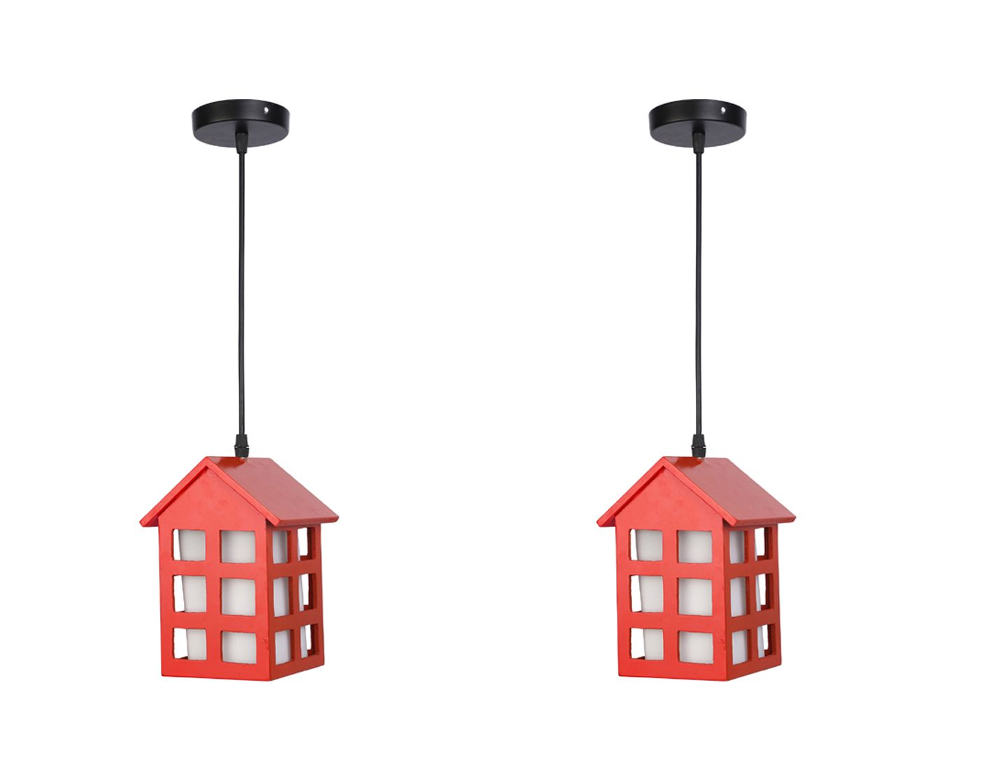     			Somil Wood Hanging Lamp Pendant Red - Pack of 2