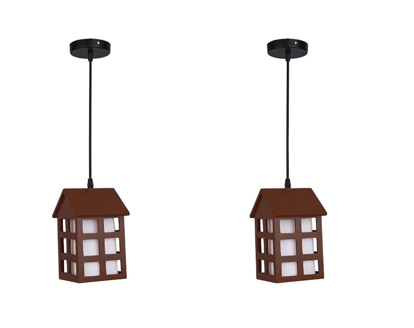     			Somil Wood Hanging Lamp Pendant Maroon - Pack of 2