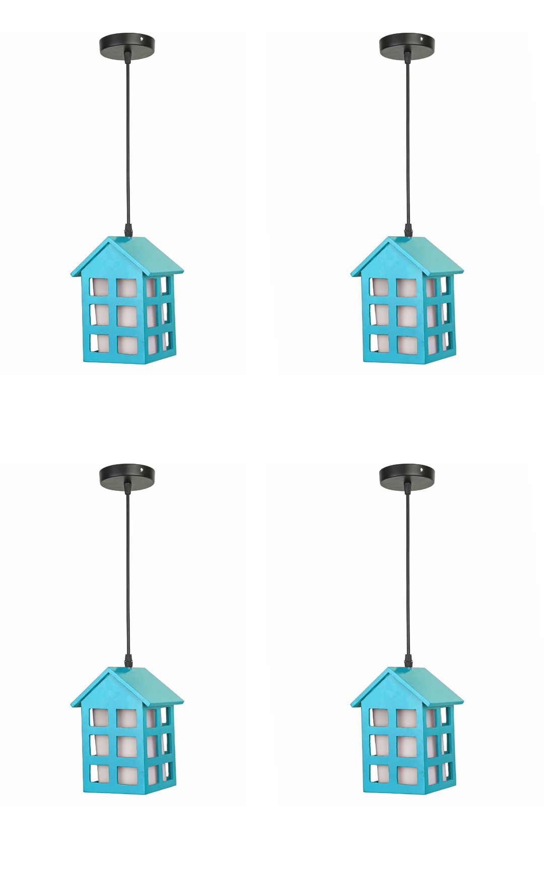     			Somil Wood Hanging Lamp Pendant Blue - Pack of 4