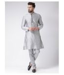 Hangup Medium Grey Silk Blend Kurta Pyjama Set