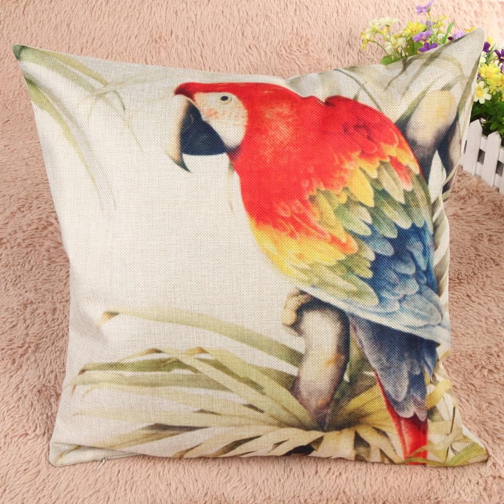 Creative Parrot Pattern Cotton Pillow Cover Pillow Cushion Cover