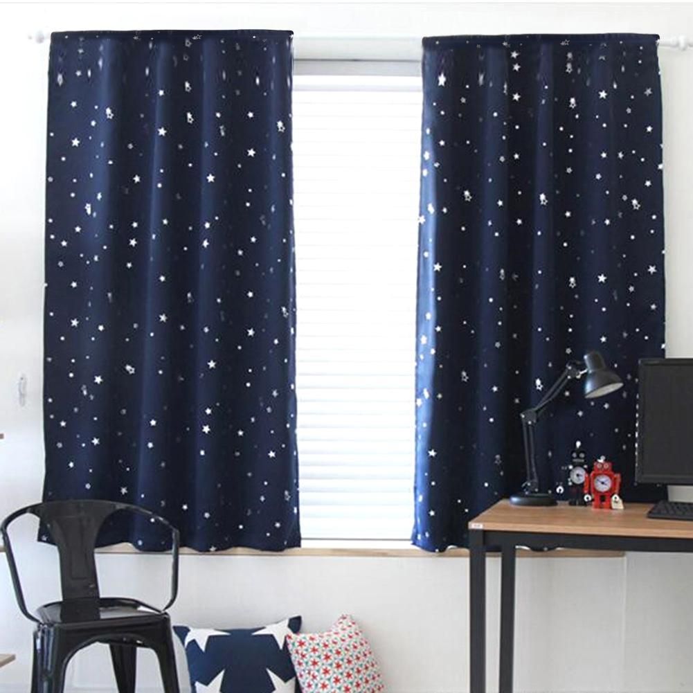 Stars Blackout Curtain Living Room Window Shading Screen Drapes