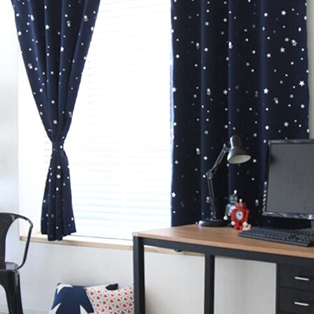 Stars Blackout Curtain Living Room Window Shading Screen Drapes