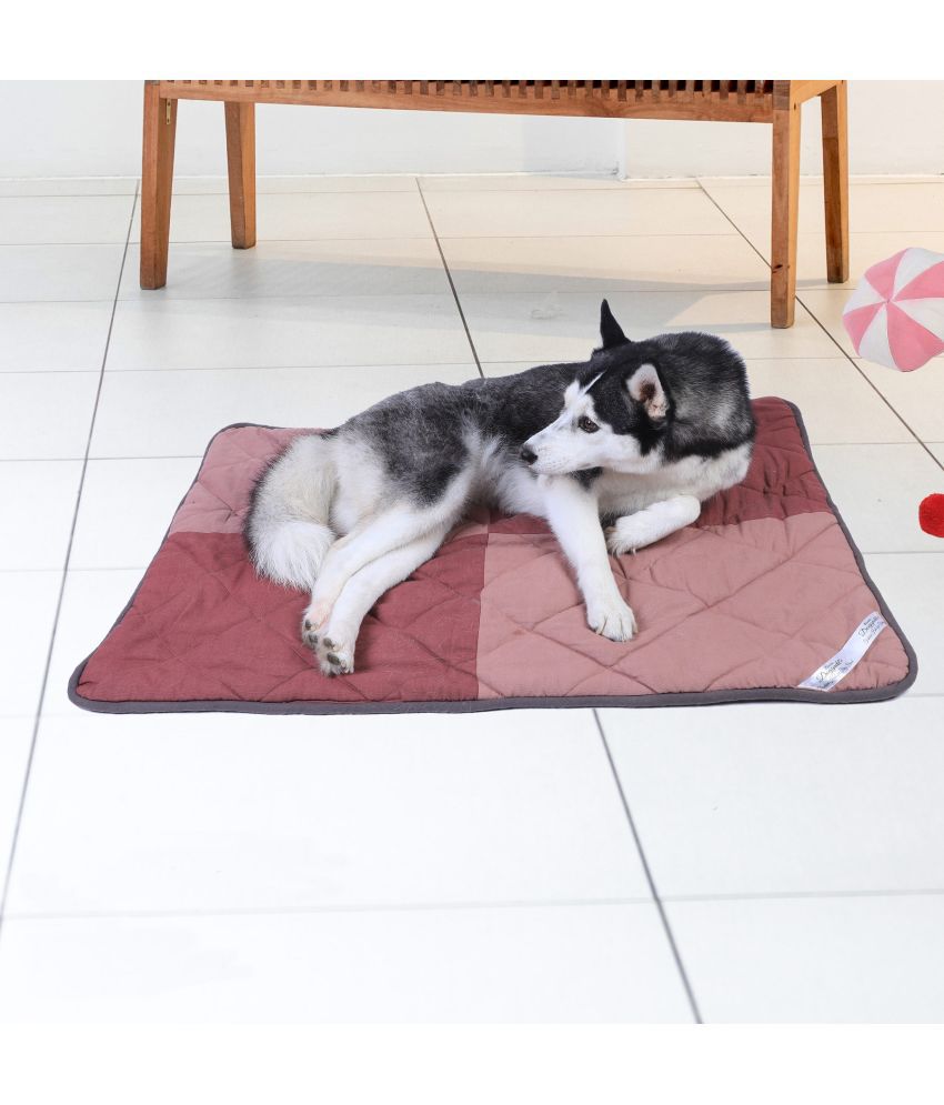     			NUEVOS DOGGADIL Cotton Canvas Quilted Rectangle Pet Bed Mattress | Foldable Padded Pet Mat | Light Weighted Mattress for Pet_  MAUVE/ DARK MAUVE