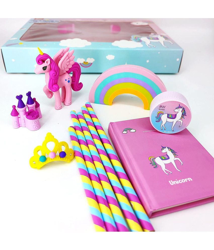 Toyshine Unicorn Stationary Set Erasers, Pencils, Sharpener, Diary