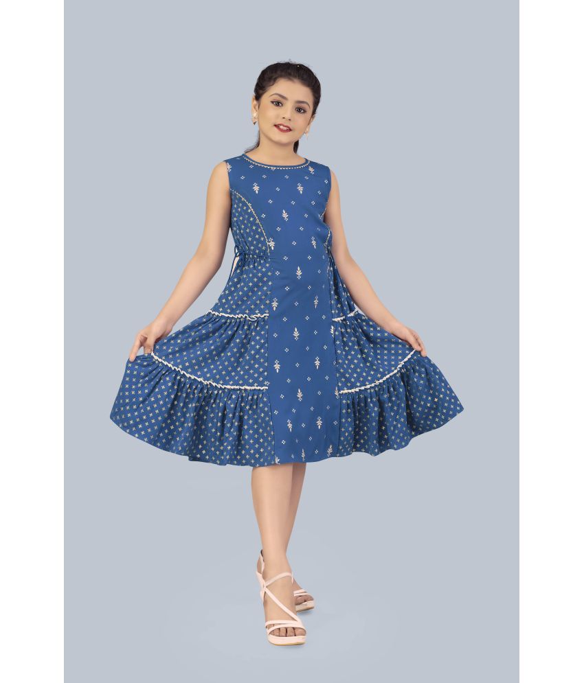     			Fashion Dream Girl’s Crepe Foil Print Knee Length Dress