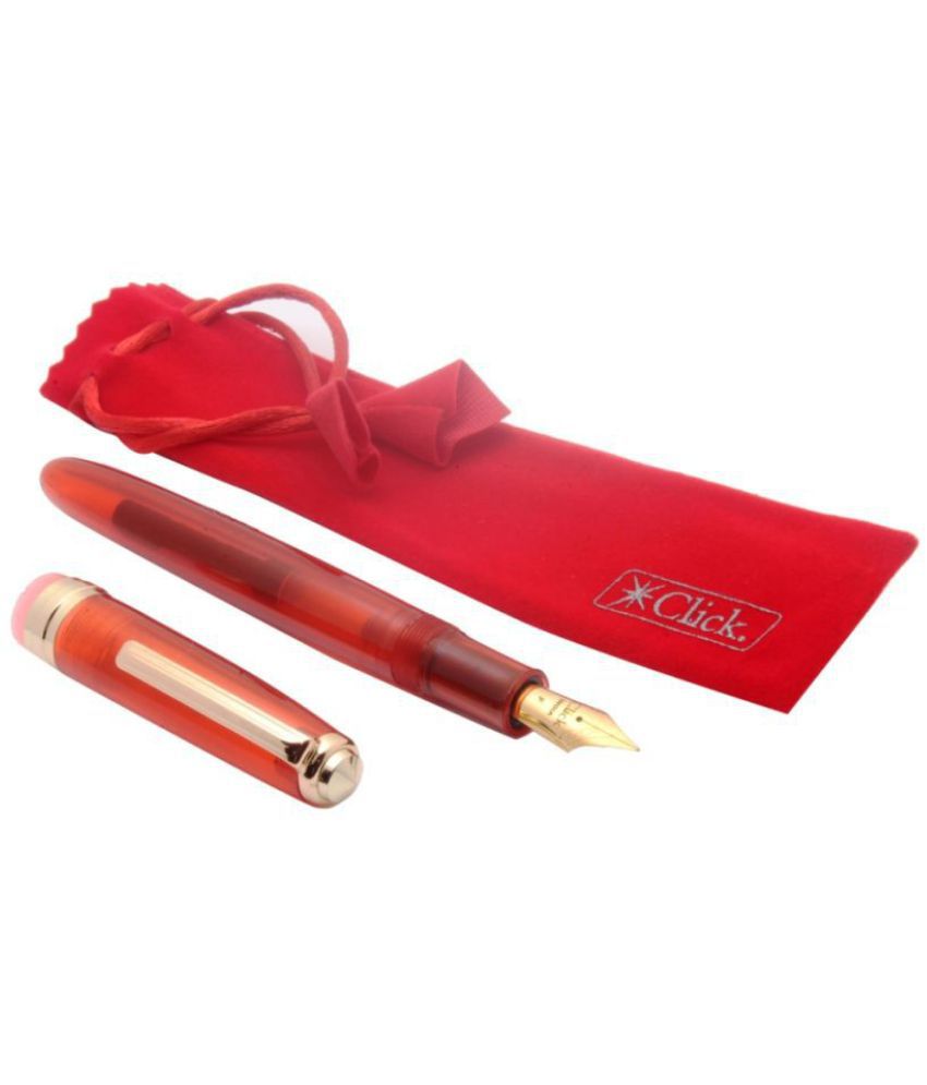     			Click Falcon Full Demonstrator Fountain Pen Fine Nib With Golden Trims - Red