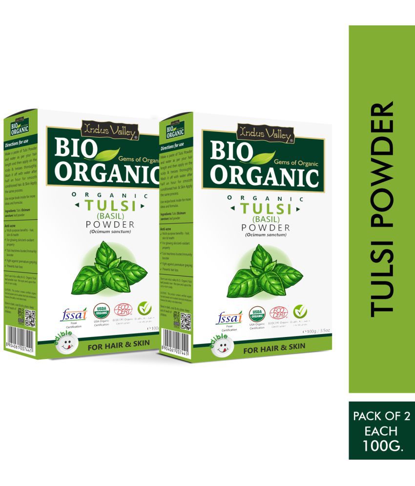 Indus Valley Bio Organic Pure Herbal Tulsi Powder - Twin Pack
