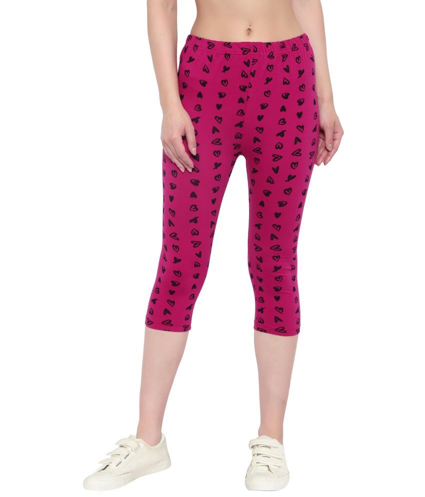     			Diaz Fuchsia/Magenta Cotton Printed Capri - Single