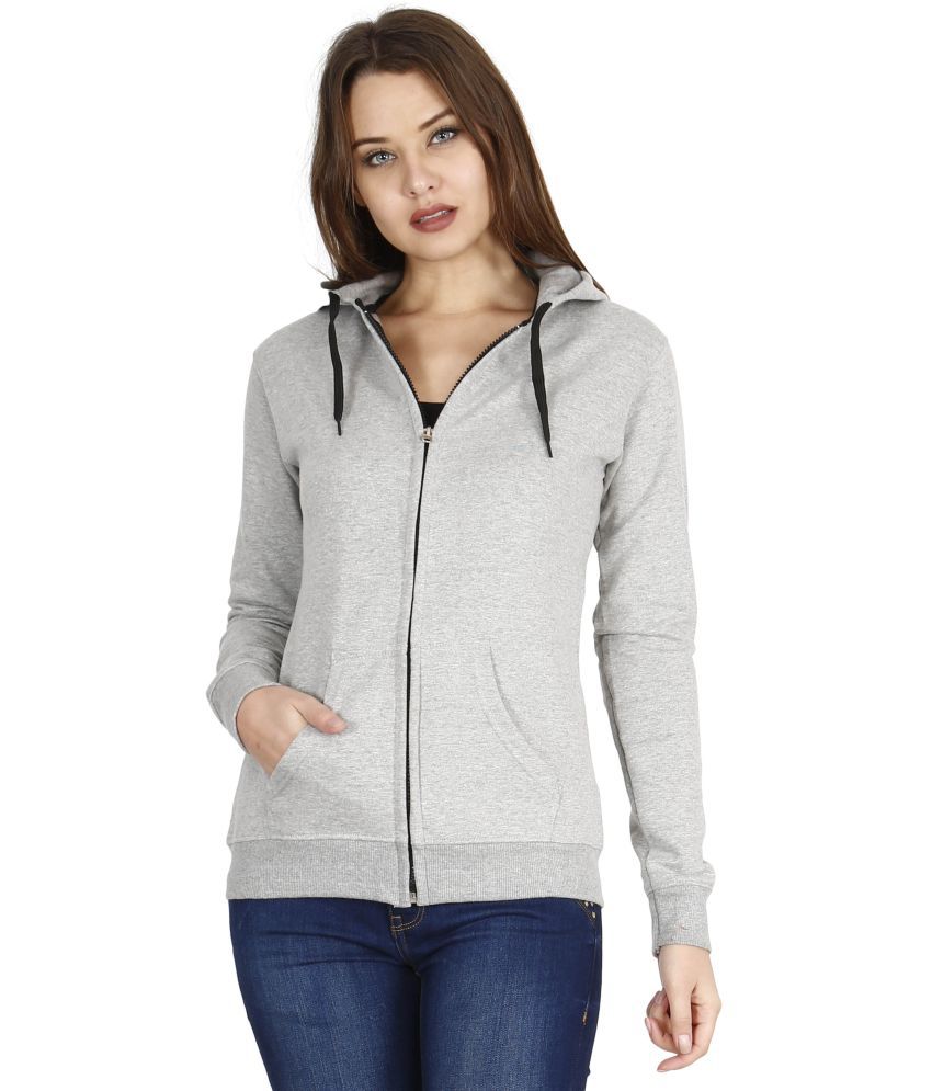     			FLEXIMAA Cotton Grey Hooded Sweatshirt