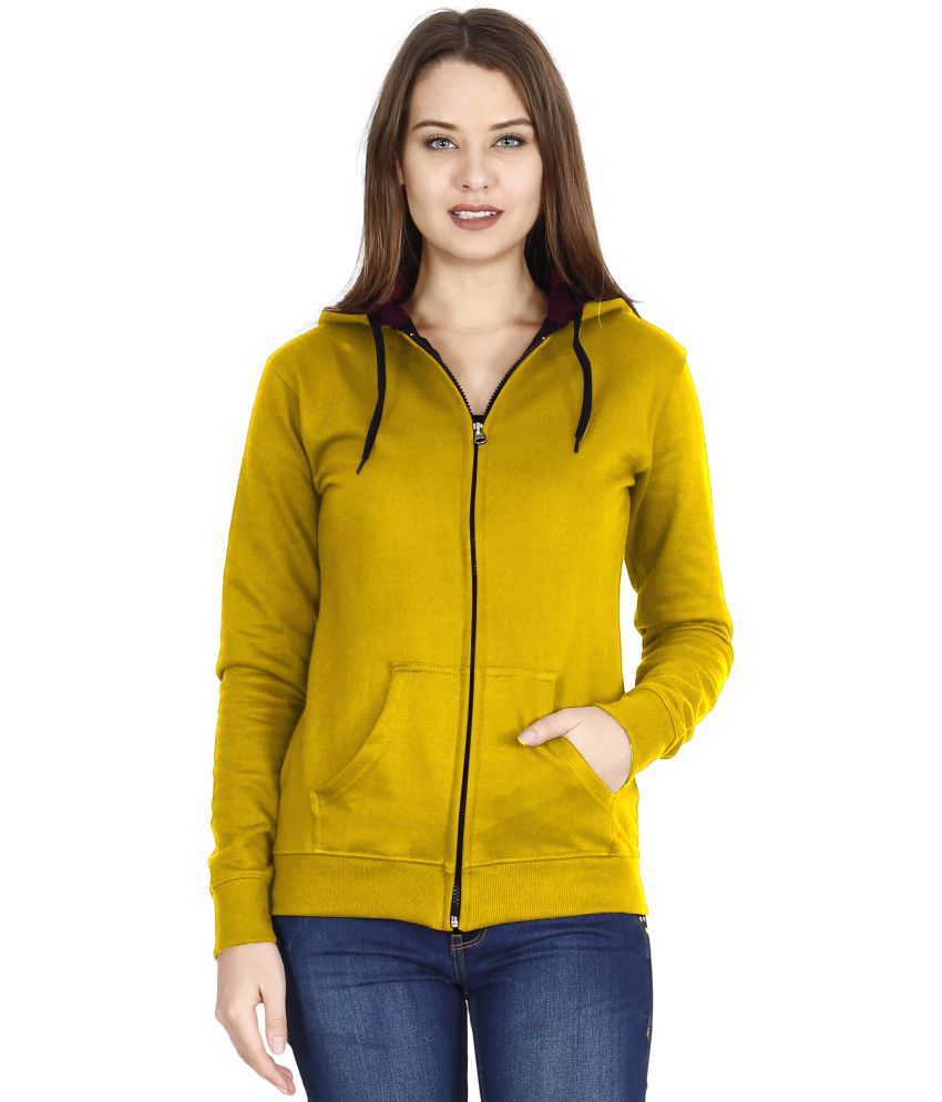     			FLEXIMAA Cotton Yellow Hooded Sweatshirt