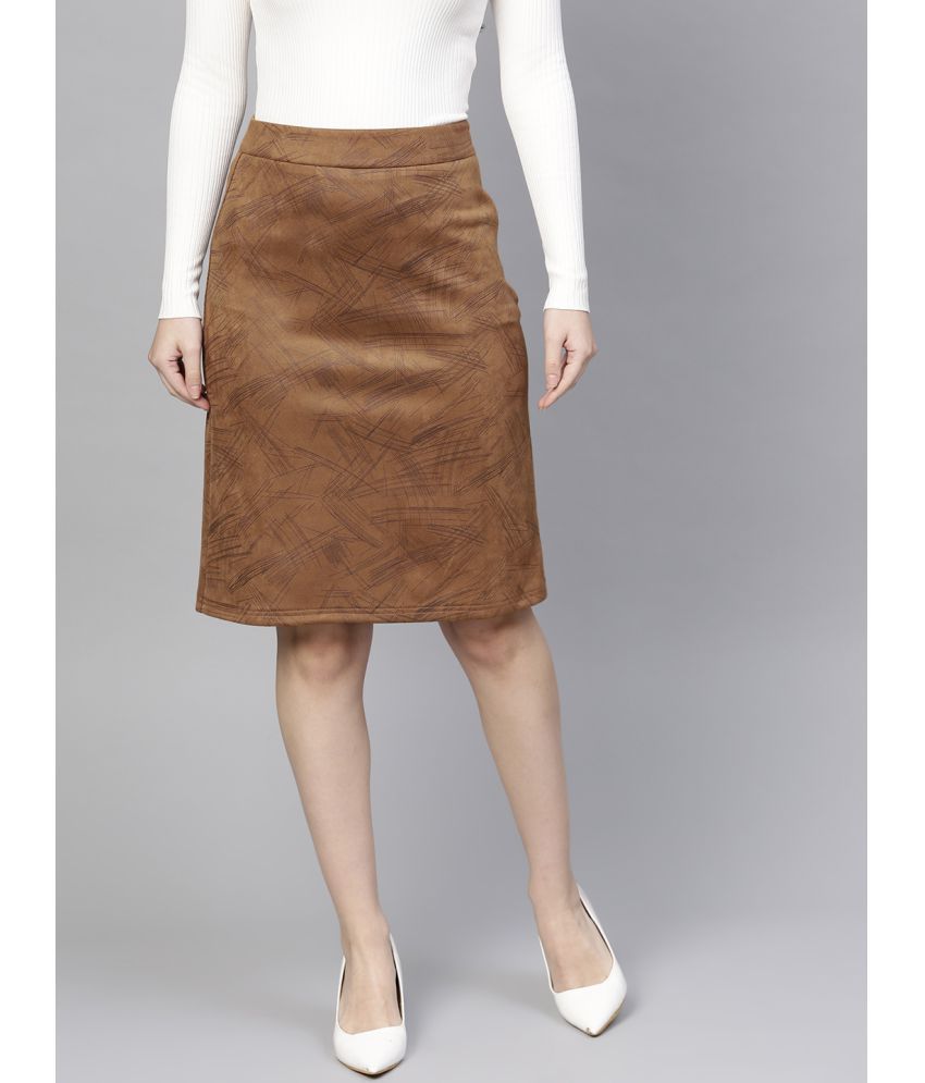     			Zima Leto Polyester Pencil Skirt - Tan Single