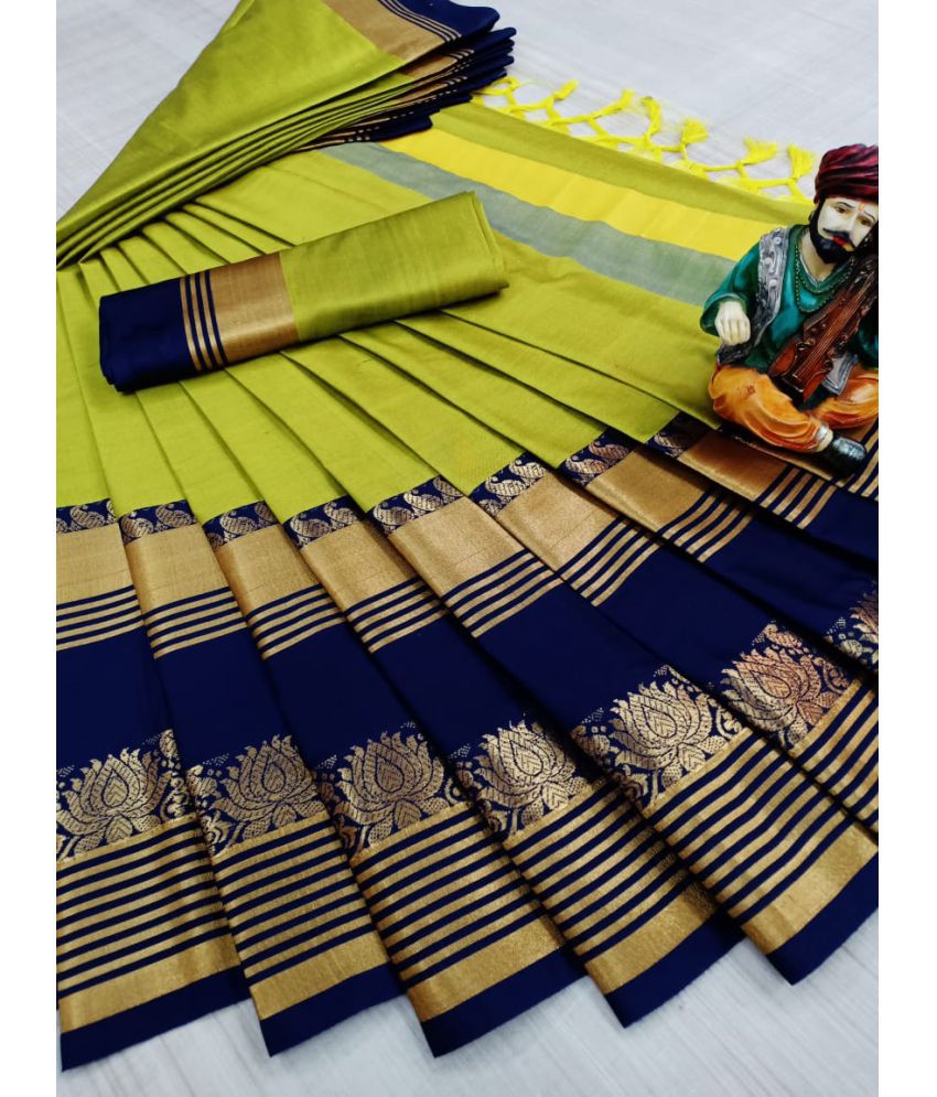     			fab woven Green Cotton Silk Saree - Single