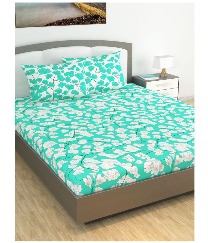     			DIVINE CASA Cotton Double Bedsheet with 2 Pillow Covers ( 254 cm x 222 cm )