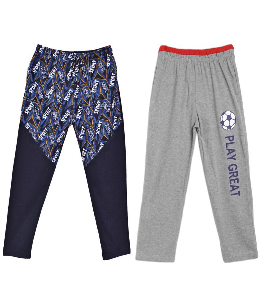     			Fashionable Navy:Grey pack of 2 track pant in 100% cotton fabric  for boys