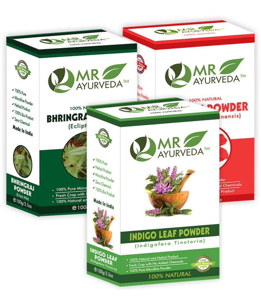     			MR Ayurveda 100% Herbal Indigo, Bhringraj and Hibiscus Powder Hair Scalp Treatment 300 g Pack of 3