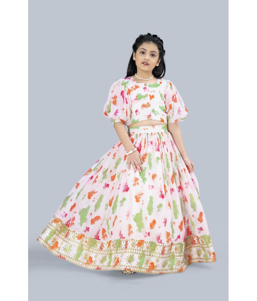     			MIRROW TRADE Silk Lehenga Choli Sets For Girls ( , White )