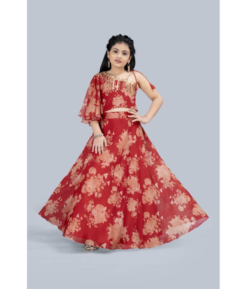     			MIRROW TRADE Silk Lehenga Choli Sets For Girls ( , Red )