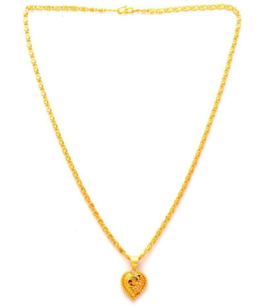 Jewar Mandi New Design Gold Plated Locket/Pendant with Link Chain Daily use for Men, Women & Girls, Boys