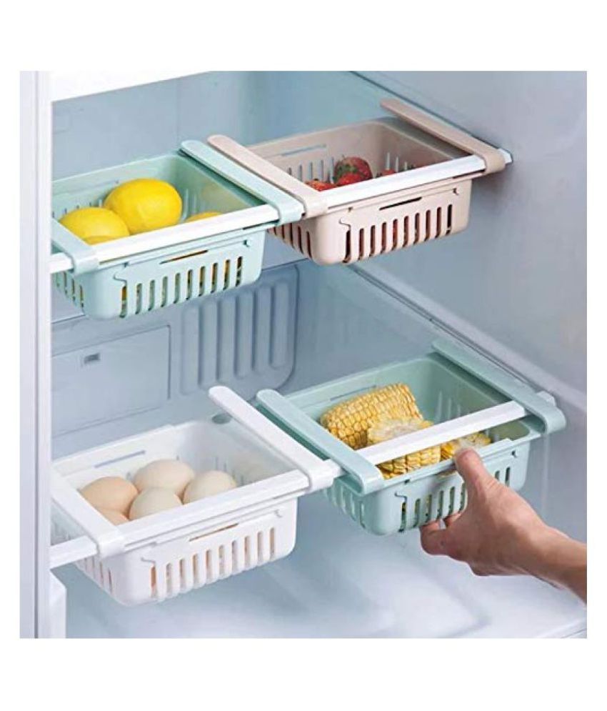 Goswami Adjustable Fridge Storage Basket Expandable Fridge Storage Rack