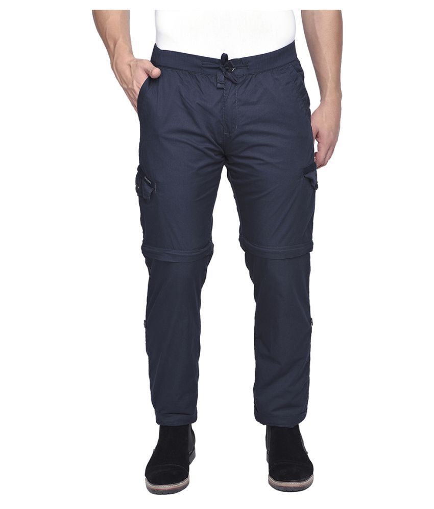 Beevee Navy Blue Regular -Fit Flat Cargos - Buy Beevee Navy Blue ...