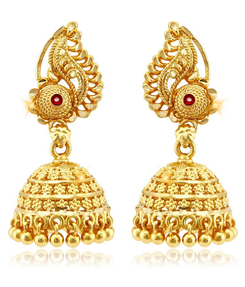 Buy Vighnaharta - Golden Jhumki Earrings ( Pack of 1 ) Online at Best ...