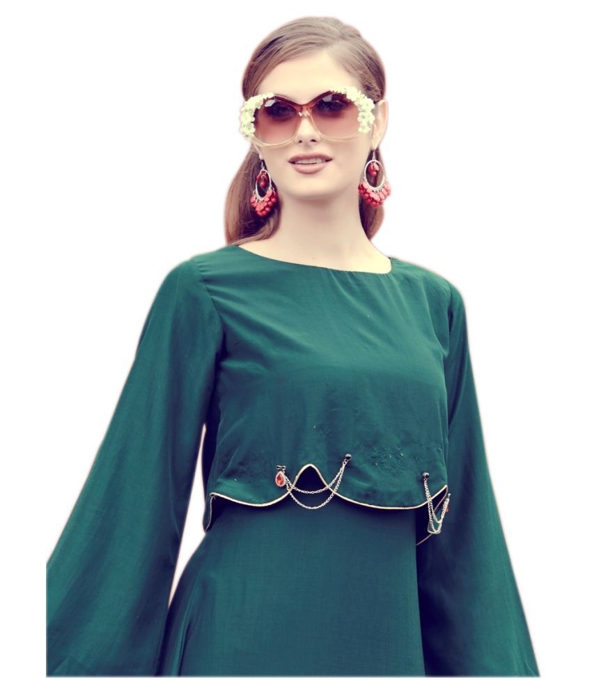 silk green kurti