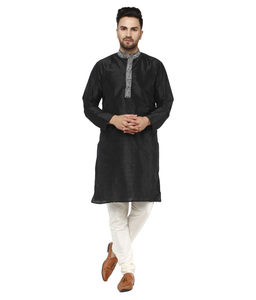     			SKAVIJ Black Silk Blend Kurta Pyjama Set