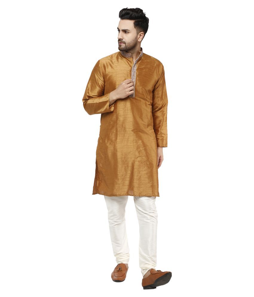     			SKAVIJ Brown Silk Blend Kurta Pyjama Set