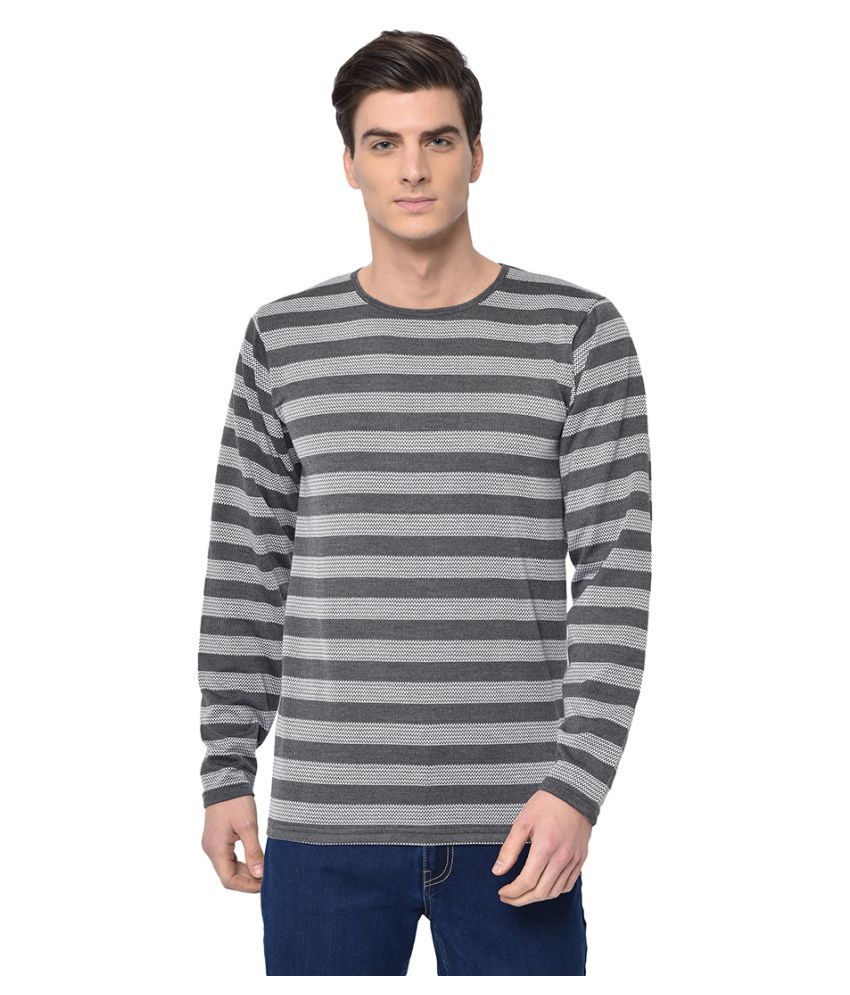     			Vimal Jonney Cotton Blend Grey Striper T-Shirt