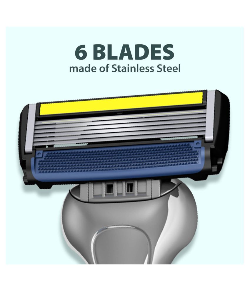 LetsShave Pro 6 Advance Value Kit Pack of 4 Blades + Razor Handle