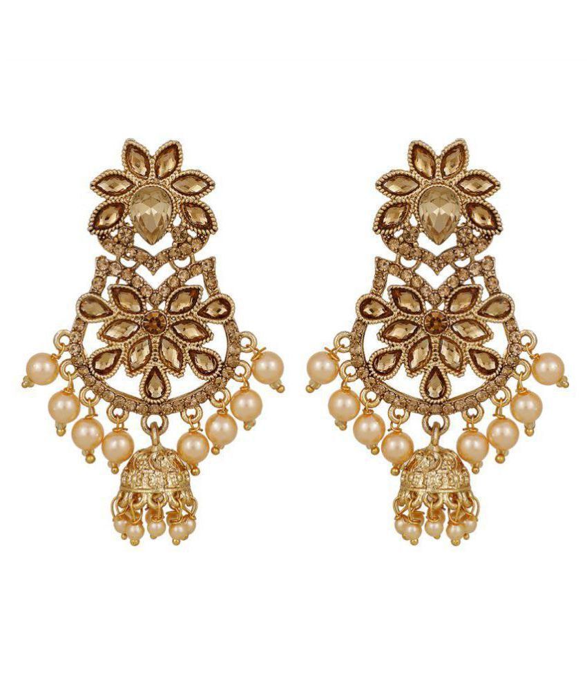     			"Piah Fashion Sinuous LCT Light Brown Pearl JUmkhi   Earrings for Women"