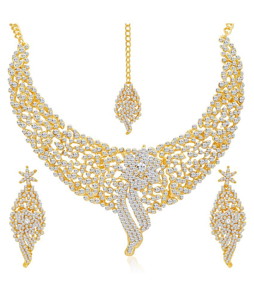     			Sukkhi Alloy Golden Choker Traditional 18kt Gold Plated Necklaces Set