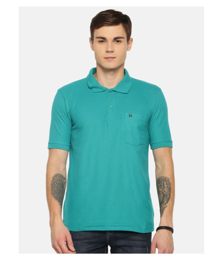     			Dollar Bigboss Cotton Blend Green Plain Polo T Shirt