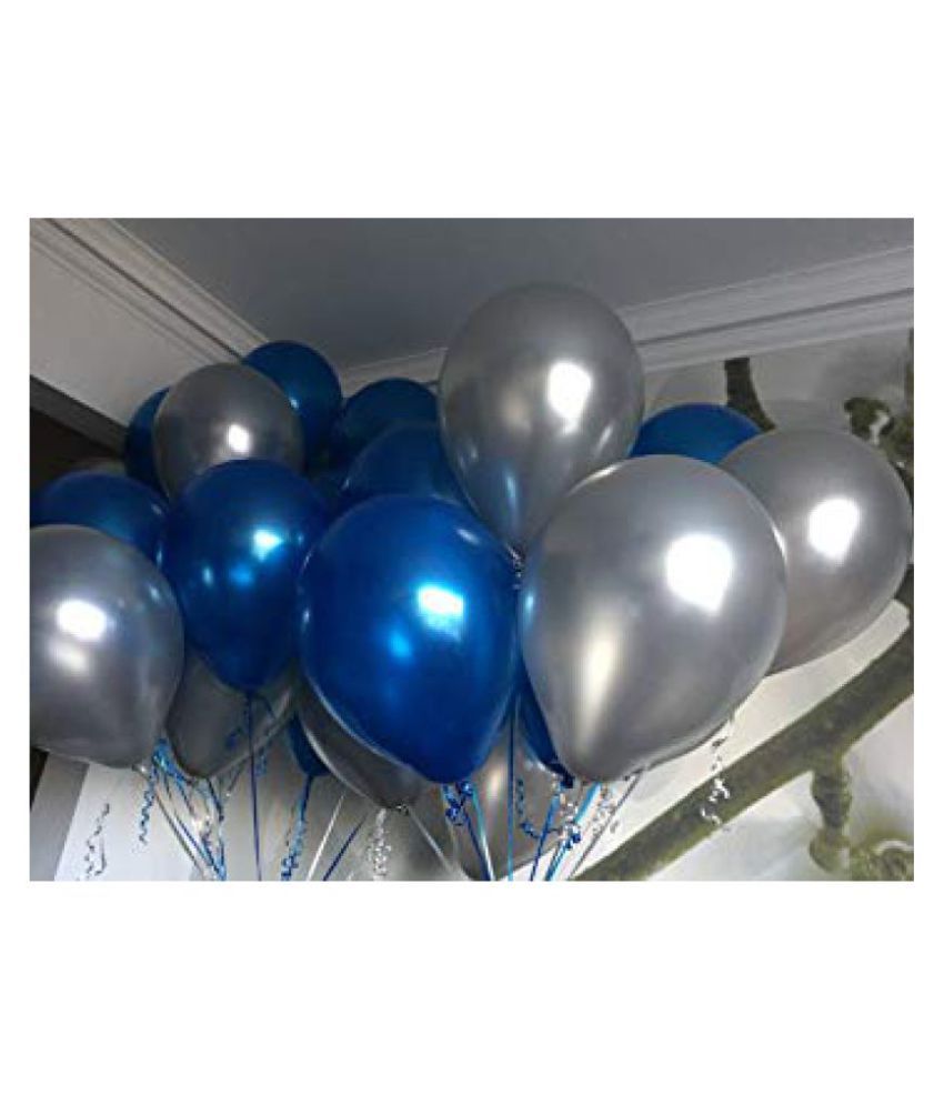 50pcs HD Matalic Blue Silver Balloons 1st Birthday Celebration With 