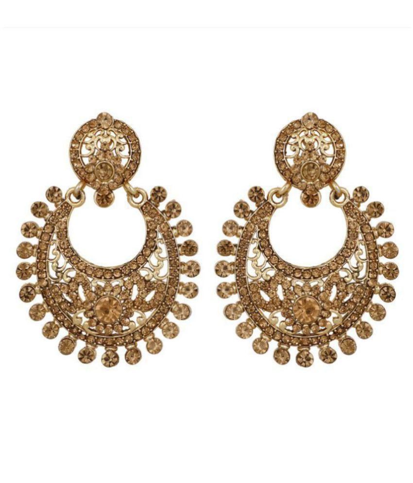     			Piah fashion Ethnic Gold Plated Chandbali Earrings for Women