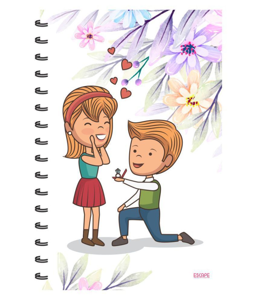     			ESCAPER Boy Proposing Girl Cartoon (RULED) Designer Diary, Notebook, Notepad